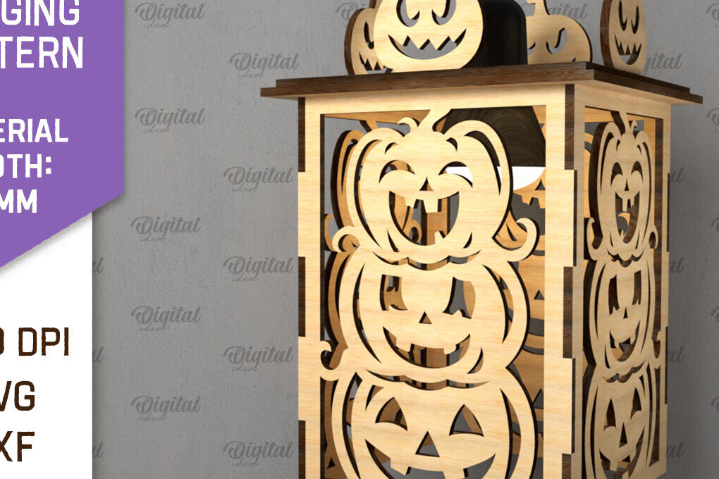 Σετ των 2 Intra απο ξύλο plywood  Χρώμα wenge 3mm-4mm πάχος - Αποκριάτικο Κρεμαστό Φανάρι με λέιζερ Δίασταση 15x15 cm INTRAFABR-114666547