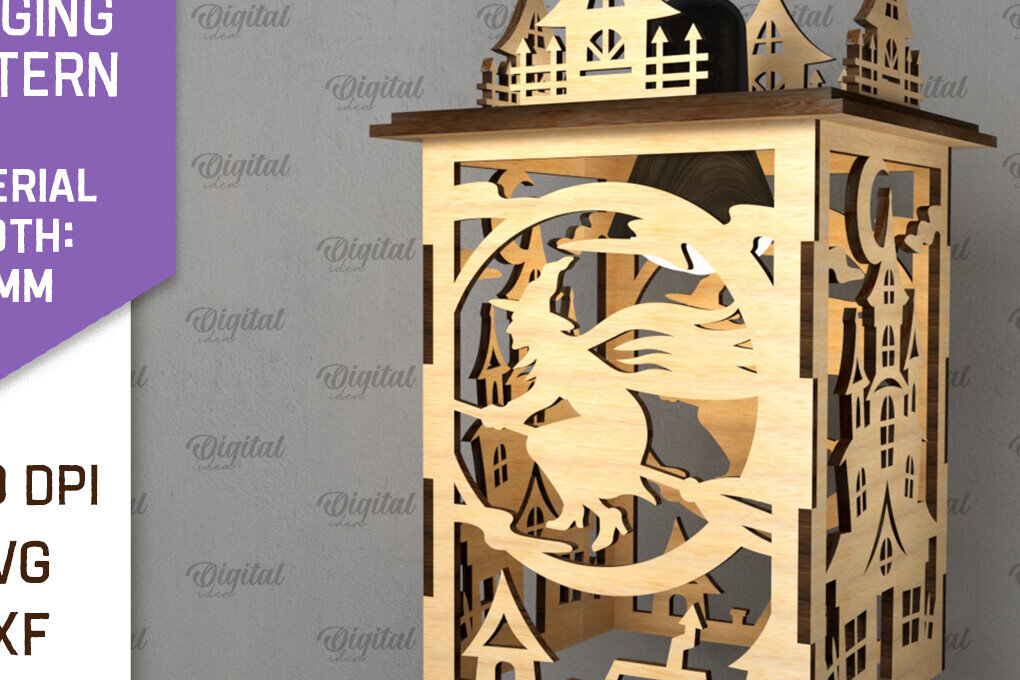 Σετ των 2 Intra απο ξύλο plywood  Χρώμα wenge 3mm-4mm πάχος - Αποκριάτικο Κρεμαστό Φανάρι με λέιζερ Δίασταση 15x15 cm INTRAFABR-114666561