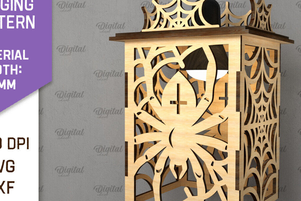 Σετ των 2 Intra απο ξύλο plywood  Χρώμα wenge 3mm-4mm πάχος - Αποκριάτικο Κρεμαστό Φανάρι με λέιζερ Δίασταση 15x15 cm INTRAFABR-91209576