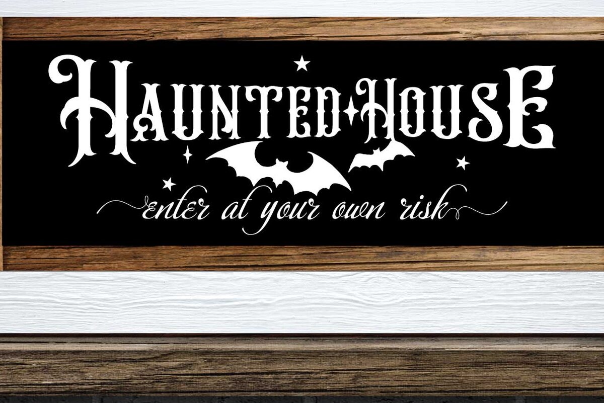 Σετ των 2 Intra απο ξύλο plywood  Χρώμα wenge 3mm-4mm πάχος - Halloween - Haunted House Δίασταση 15x15 cm INTRAFABR-100609916