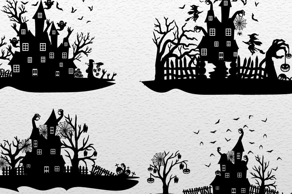 Σετ των 2 Intra απο ξύλο plywood  Χρώμα wenge 3mm-4mm πάχος - Πακέτο Halloween Haunted House Δίασταση 15x15 cm INTRAFABR-100609675