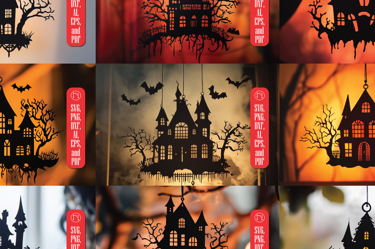 Σετ των 2 Intra απο ξύλο plywood  Χρώμα wenge 3mm-4mm πάχος - Πακέτο Decor Haunted House Halloween Δίασταση 15x15 cm INTRAFABR-122876847