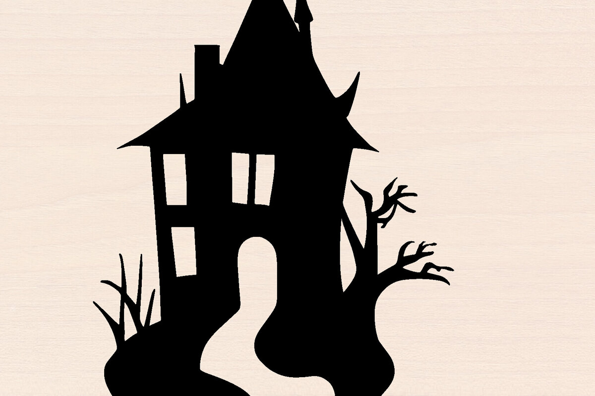 Σετ των 2 Intra απο ξύλο plywood  Χρώμα wenge 3mm-4mm πάχος - Halloween Haunted House Δίασταση 15x15 cm INTRAFABR-103514830