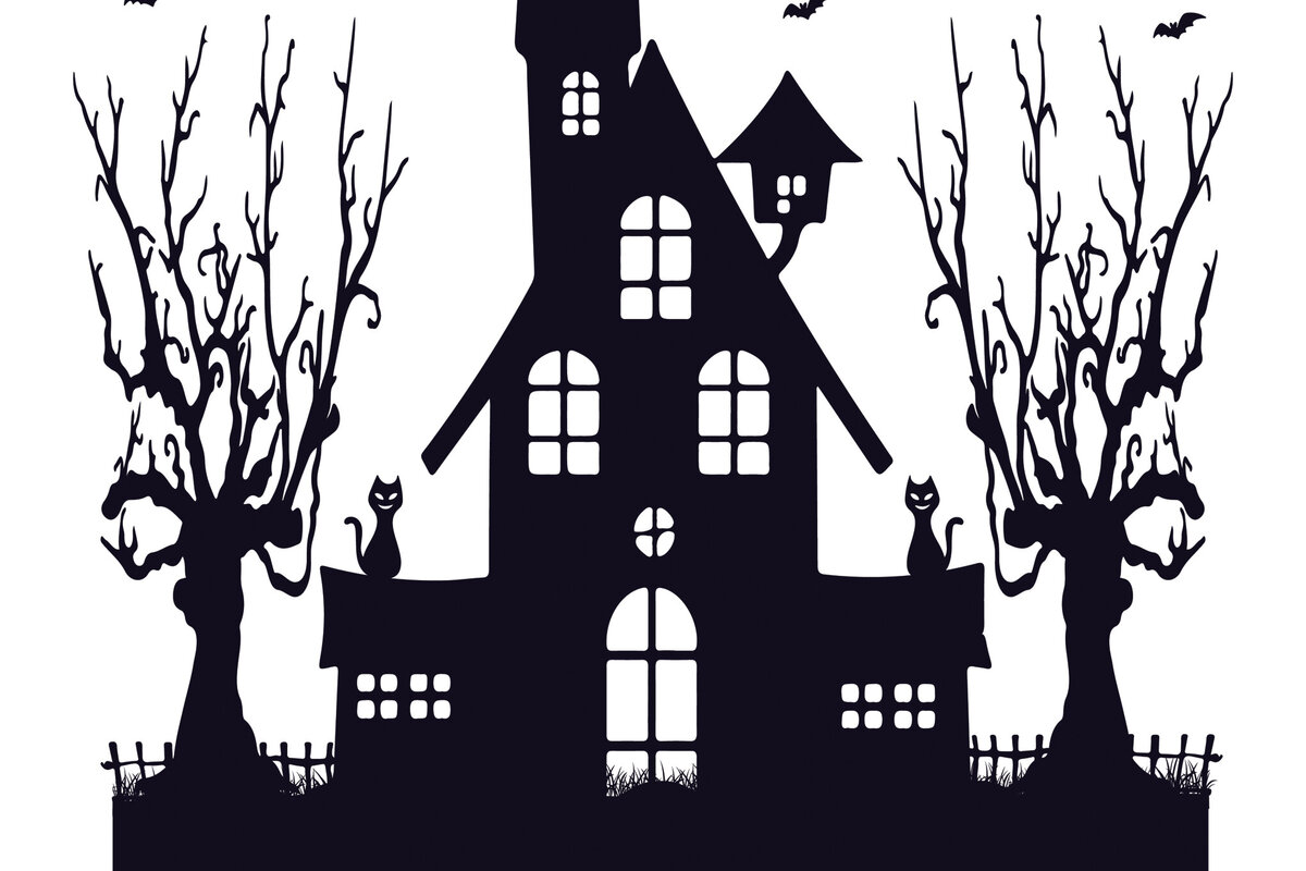 Σετ των 2 Intra απο ξύλο plywood  Χρώμα wenge 3mm-4mm πάχος - Halloween Haunted House Design 14 Δίασταση 15x15 cm INTRAFABR-99928431