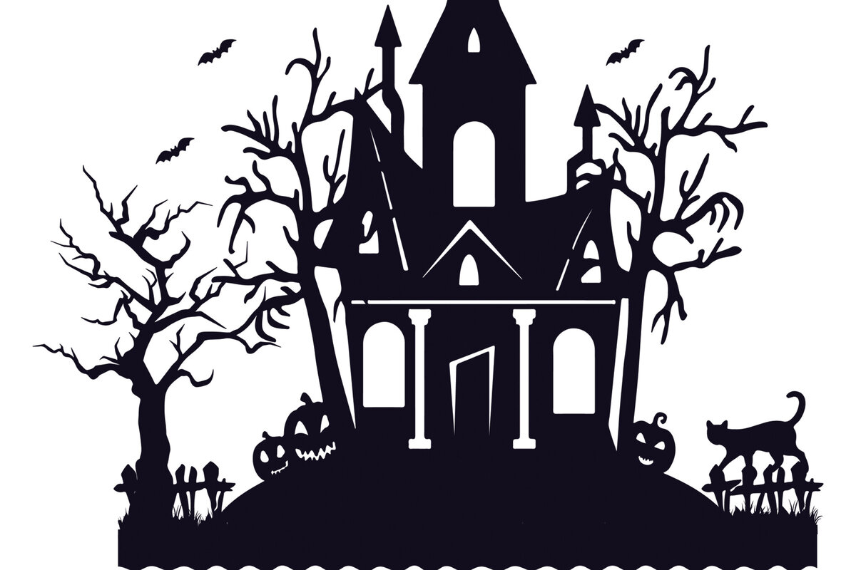Σετ των 2 Intra απο ξύλο plywood  Χρώμα wenge 3mm-4mm πάχος - Halloween Haunted House Design 17 Δίασταση 15x15 cm INTRAFABR-99928003