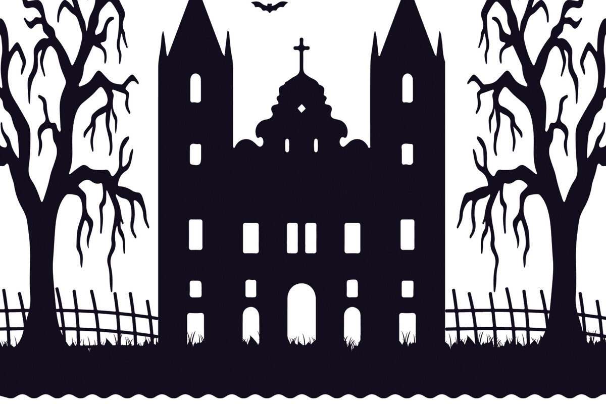 Σετ των 2 Intra απο ξύλο plywood  Χρώμα wenge 3mm-4mm πάχος - Halloween Haunted House Design 20 Δίασταση 15x15 cm INTRAFABR-99928140