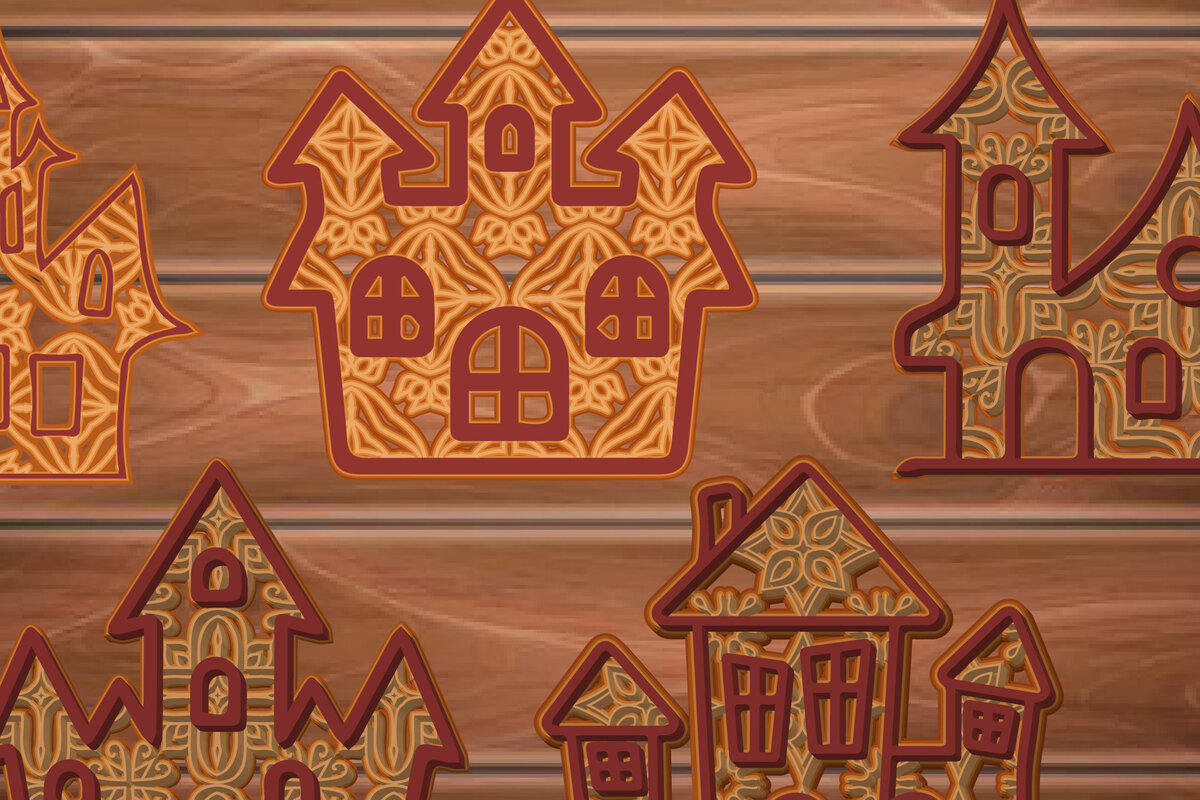 Σετ των 2 Intra απο ξύλο plywood  Χρώμα wenge 3mm-4mm πάχος - Πακέτο πολλαπλών επιπέδων Halloween Home Δίασταση 15x15 cm INTRAFABR-77093573