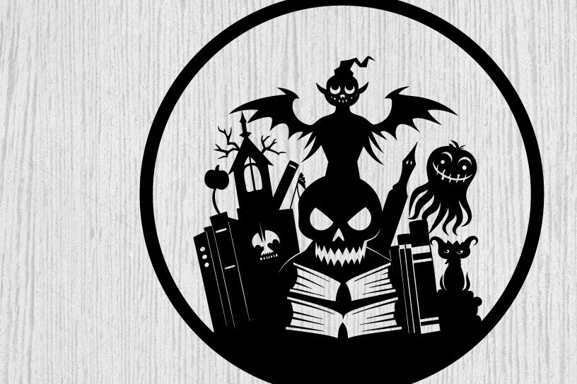 Intra απο ξύλο plywood  Χρώμα wenge 3mm-4mm πάχος - Βιβλία τρόμου Halloween τέχνη τοίχου Δίασταση 40x50 cm INTRAFABR-80139398