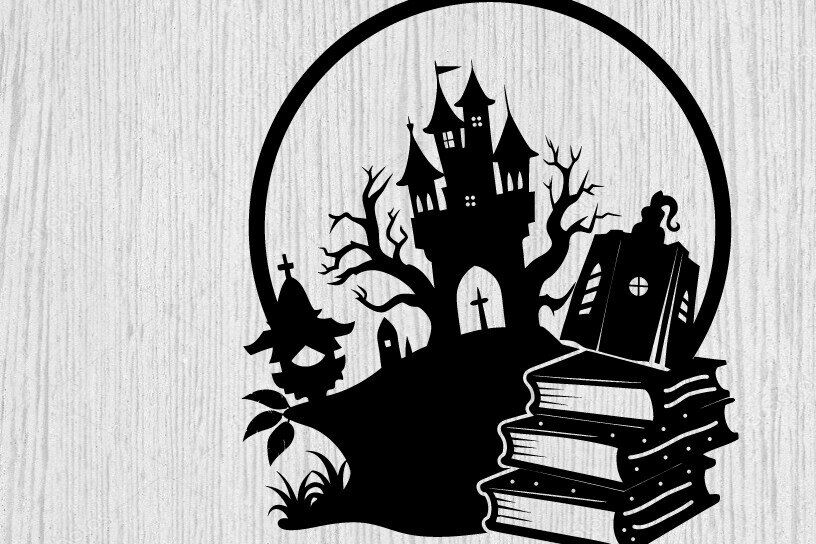 Intra απο ξύλο plywood  Χρώμα wenge 3mm-4mm πάχος - Βιβλία τρόμου Halloween τέχνη τοίχου Δίασταση 40x50 cm INTRAFABR-83548550