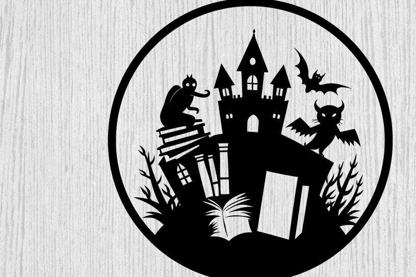 Intra απο ξύλο plywood  Χρώμα wenge 3mm-4mm πάχος - Βιβλία τρόμου Halloween τέχνη τοίχου Δίασταση 40x50 cm INTRAFABR-83548603