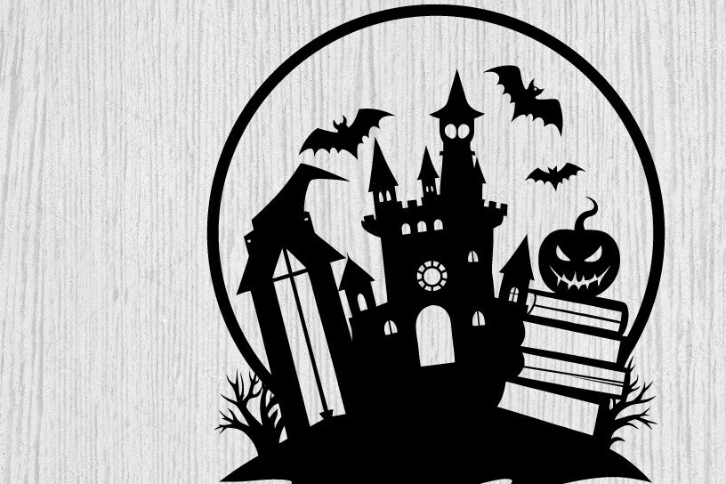 Intra απο ξύλο plywood  Χρώμα wenge 3mm-4mm πάχος - Βιβλία τρόμου Halloween τέχνη τοίχου Δίασταση 40x50 cm INTRAFABR-76594667