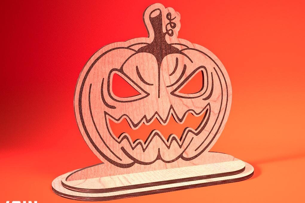 Σετ των 2 Intra απο ξύλο plywood  Χρώμα wenge 3mm-4mm πάχος - Halloween Jack O Lantern Decor Δίασταση 15x15 cm INTRAFABR-122961291