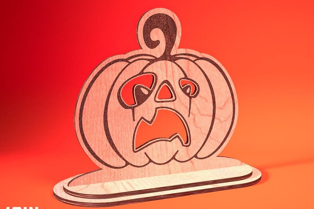 Σετ των 2 Intra απο ξύλο plywood  Χρώμα wenge 3mm-4mm πάχος - Halloween Jack O Lantern Decor Δίασταση 15x15 cm INTRAFABR-122961294