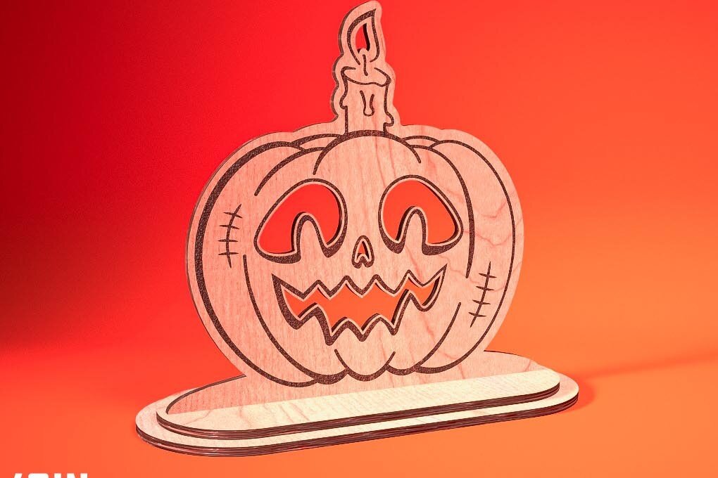 Σετ των 2 Intra απο ξύλο plywood  Χρώμα wenge 3mm-4mm πάχος - Halloween Jack O Lantern Decor Δίασταση 15x15 cm INTRAFABR-122961303