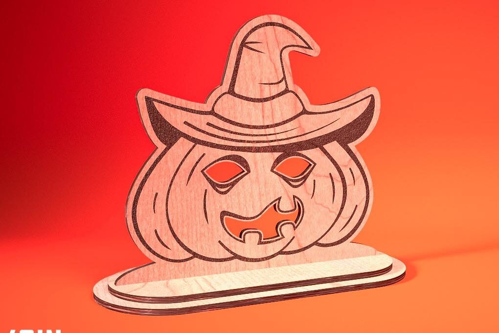 Σετ των 2 Intra απο ξύλο plywood  Χρώμα wenge 3mm-4mm πάχος - Halloween Jack O Lantern Decor Δίασταση 15x15 cm INTRAFABR-123092536