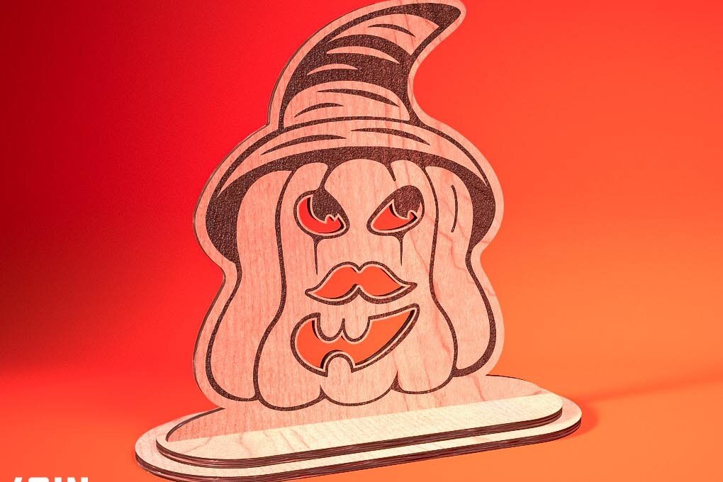 Σετ των 2 Intra απο ξύλο plywood  Χρώμα wenge 3mm-4mm πάχος - Halloween Jack O Lantern Decor Δίασταση 15x15 cm INTRAFABR-123092537