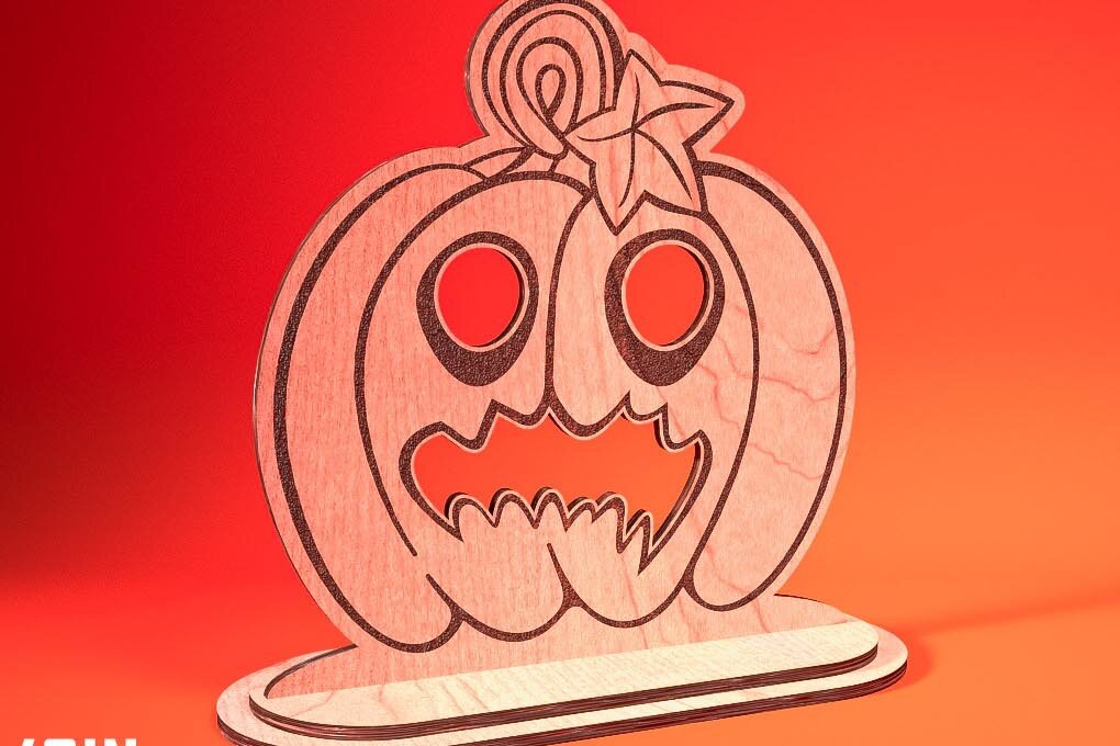 Σετ των 2 Intra απο ξύλο plywood  Χρώμα wenge 3mm-4mm πάχος - Halloween Jack O Lantern Decor Δίασταση 15x15 cm INTRAFABR-123092543