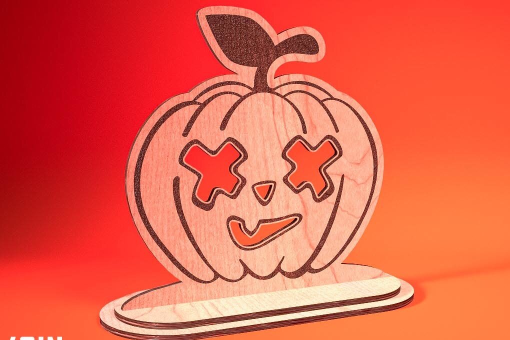 Σετ των 2 Intra απο ξύλο plywood  Χρώμα wenge 3mm-4mm πάχος - Halloween Jack O Lantern Decor Δίασταση 15x15 cm INTRAFABR-122961290