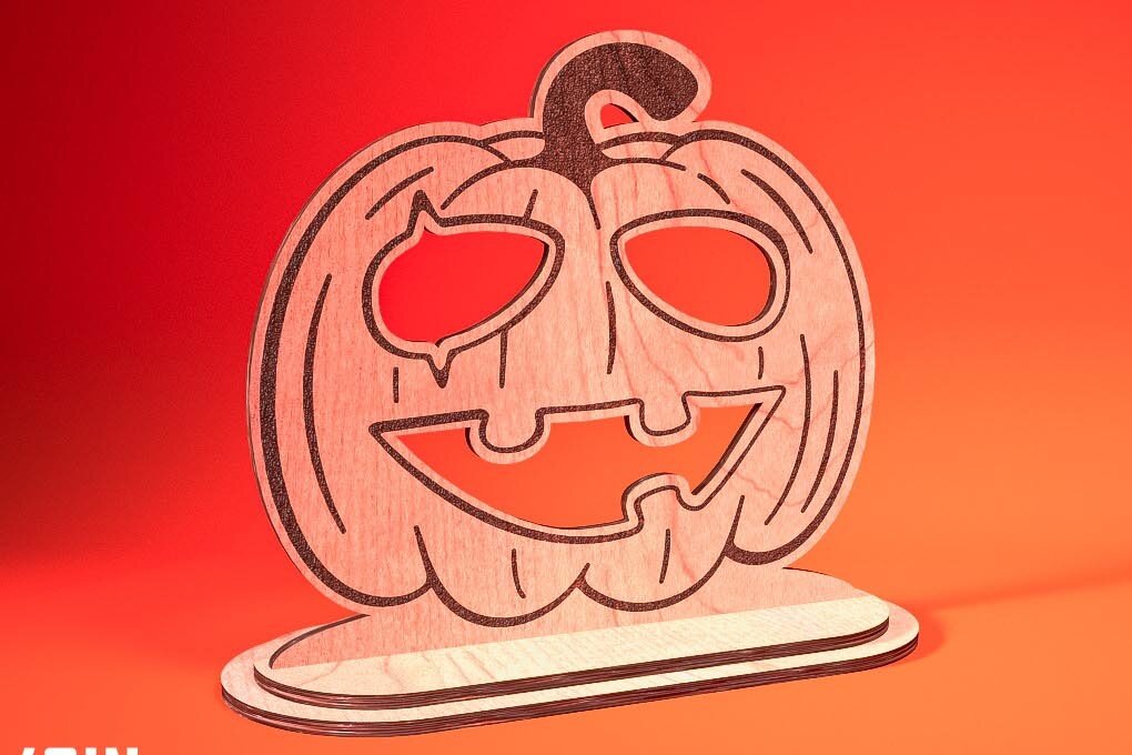 Σετ των 2 Intra απο ξύλο plywood  Χρώμα wenge 3mm-4mm πάχος - Halloween Jack O Lantern Decor Δίασταση 15x15 cm INTRAFABR-116600982