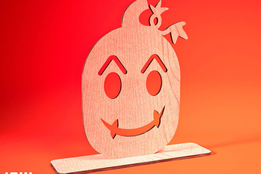 Σετ των 2 Intra απο ξύλο plywood  Χρώμα wenge 3mm-4mm πάχος - Halloween Jack O Lantern Decor Δίασταση 15x15 cm INTRAFABR-116600944