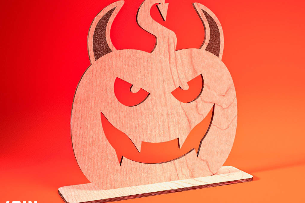 Σετ των 2 Intra απο ξύλο plywood  Χρώμα wenge 3mm-4mm πάχος - Halloween Jack O Lantern Decor Δίασταση 15x15 cm INTRAFABR-116600958