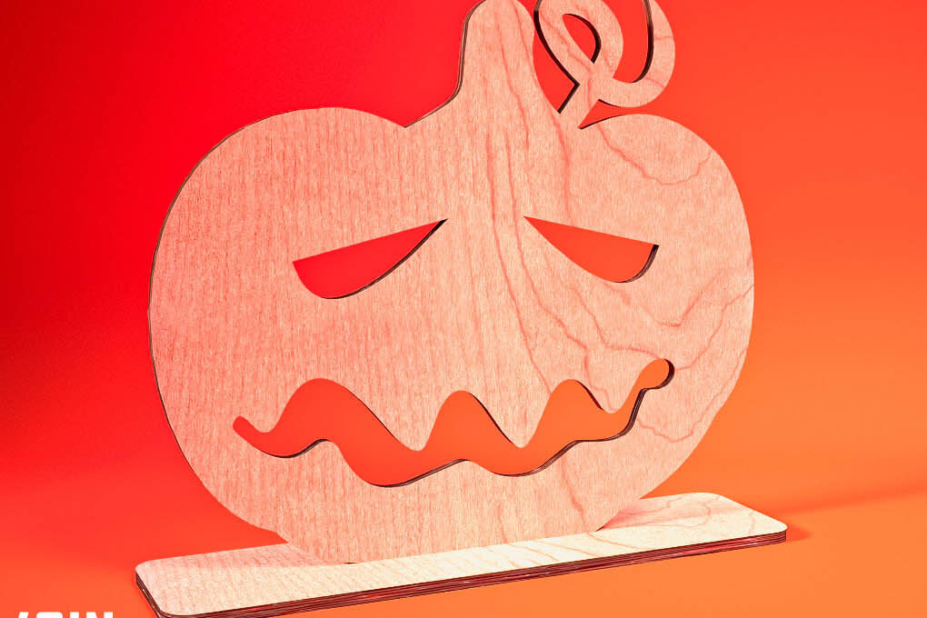 Σετ των 2 Intra απο ξύλο plywood  Χρώμα wenge 3mm-4mm πάχος - Halloween Jack O Lantern Decor Δίασταση 15x15 cm INTRAFABR-116600972