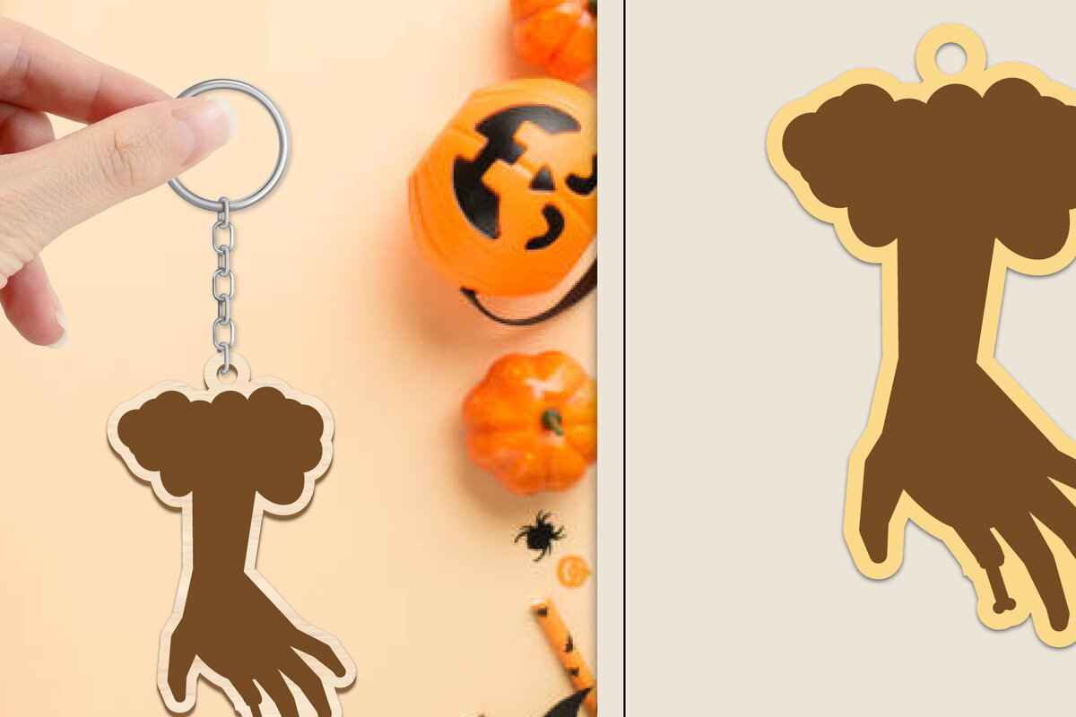 Σετ των 2 Intra απο ξύλο plywood  Χρώμα wenge 3mm-4mm πάχος - Αποκριάτικο μπρελόκ με λέιζερ Δίασταση 4x4 cm INTRAFABR-117989656