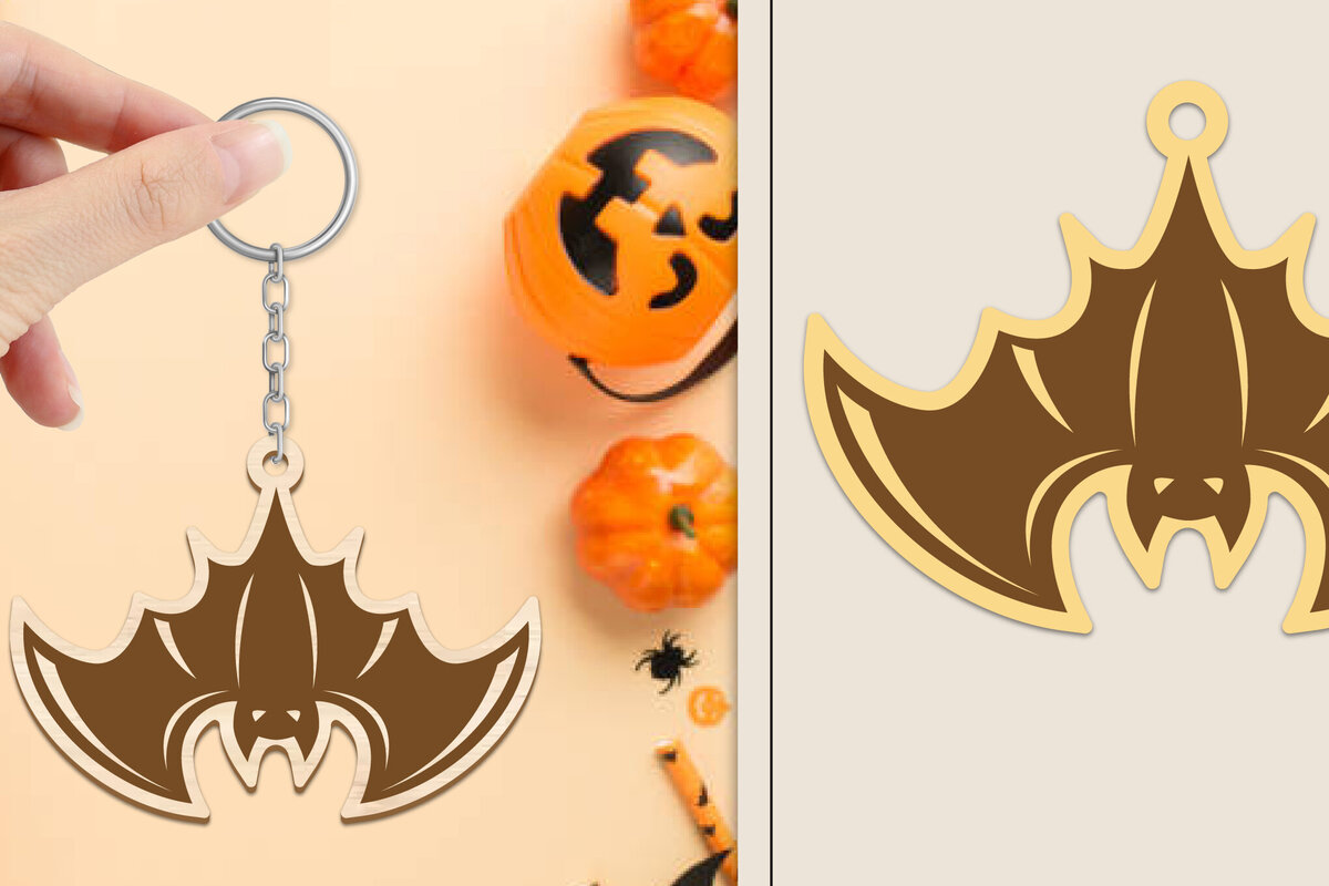 Σετ των 2 Intra απο ξύλο plywood  Χρώμα wenge 3mm-4mm πάχος - Αποκριάτικο μπρελόκ με λέιζερ Δίασταση 4x4 cm INTRAFABR-72754229