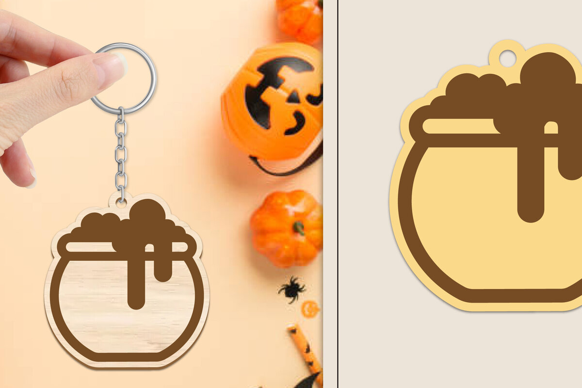 Σετ των 2 Intra απο ξύλο plywood  Χρώμα wenge 3mm-4mm πάχος - Αποκριάτικο μπρελόκ με λέιζερ Δίασταση 4x4 cm INTRAFABR-38660575