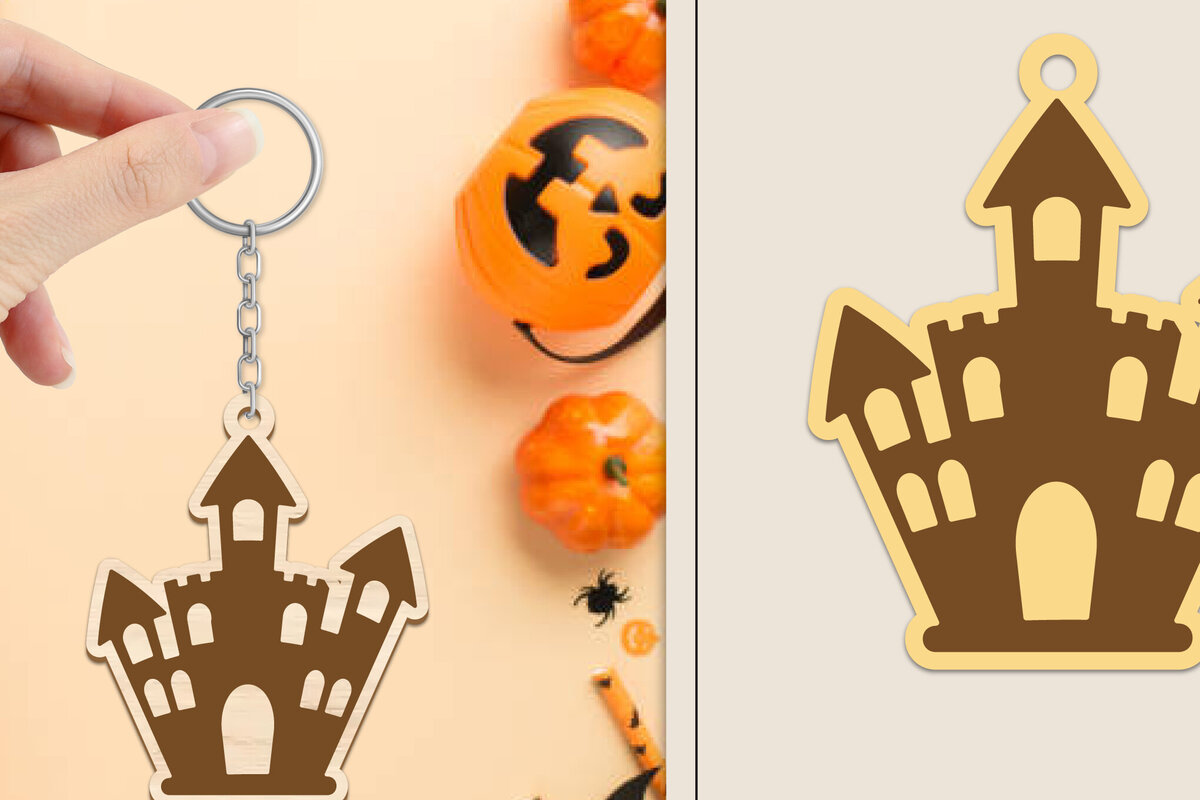 Σετ των 2 Intra απο ξύλο plywood  Χρώμα wenge 3mm-4mm πάχος - Αποκριάτικο μπρελόκ με λέιζερ Δίασταση 4x4 cm INTRAFABR-113152871