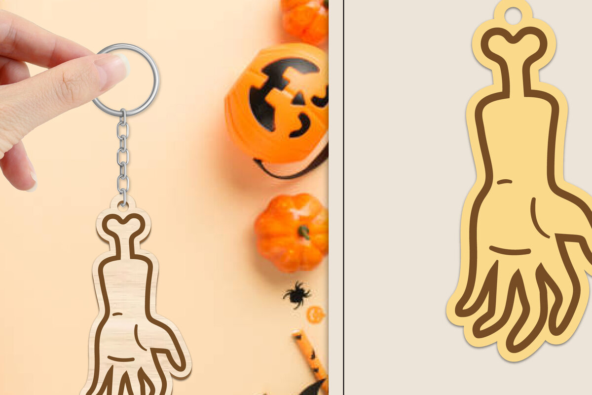 Σετ των 2 Intra απο ξύλο plywood  Χρώμα wenge 3mm-4mm πάχος - Αποκριάτικο μπρελόκ με λέιζερ Δίασταση 4x4 cm INTRAFABR-58481988