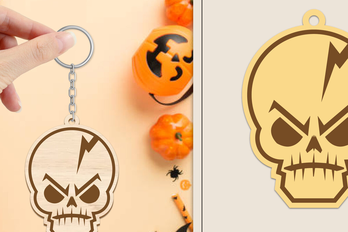 Σετ των 2 Intra απο ξύλο plywood  Χρώμα wenge 3mm-4mm πάχος - Αποκριάτικο μπρελόκ με λέιζερ Δίασταση 4x4 cm INTRAFABR-52680163