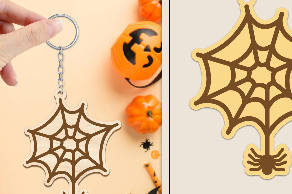 Σετ των 2 Intra απο ξύλο plywood  Χρώμα wenge 3mm-4mm πάχος - Αποκριάτικο μπρελόκ με λέιζερ Δίασταση 4x4 cm INTRAFABR-69190992