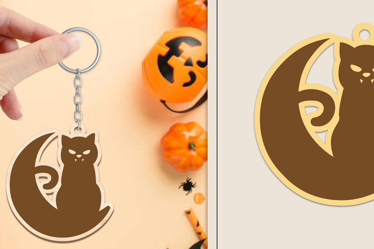 Σετ των 2 Intra απο ξύλο plywood  Χρώμα wenge 3mm-4mm πάχος - Αποκριάτικο μπρελόκ με λέιζερ Δίασταση 4x4 cm INTRAFABR-119424522