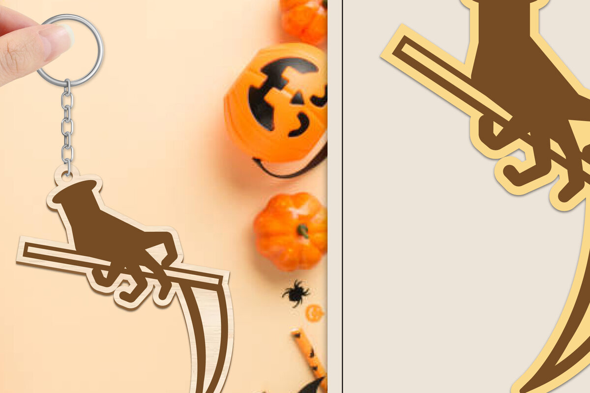 Σετ των 2 Intra απο ξύλο plywood  Χρώμα wenge 3mm-4mm πάχος - Αποκριάτικο μπρελόκ με λέιζερ Δίασταση 4x4 cm INTRAFABR-108175386