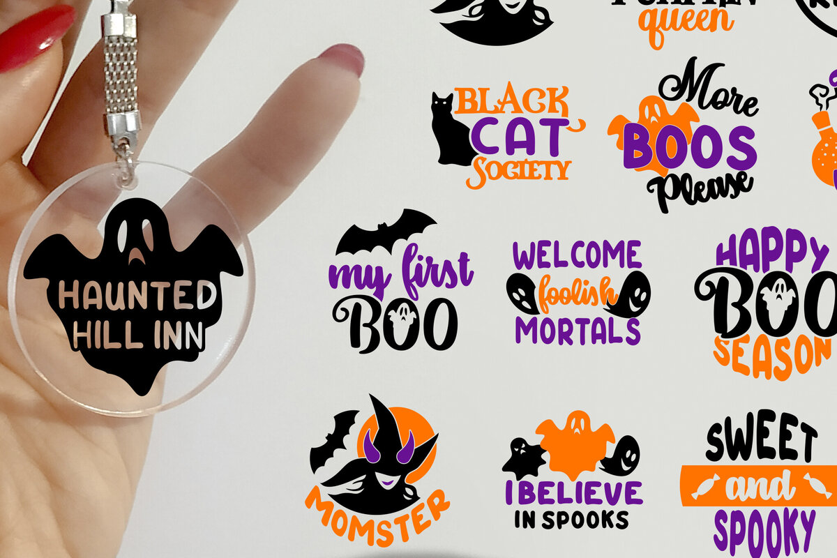 Σετ των 2 Intra απο ξύλο plywood  Χρώμα wenge 3mm-4mm πάχος - Πακέτο με μπρελόκ για Halloween Δίασταση 4x4 cm INTRAFABR-108374272