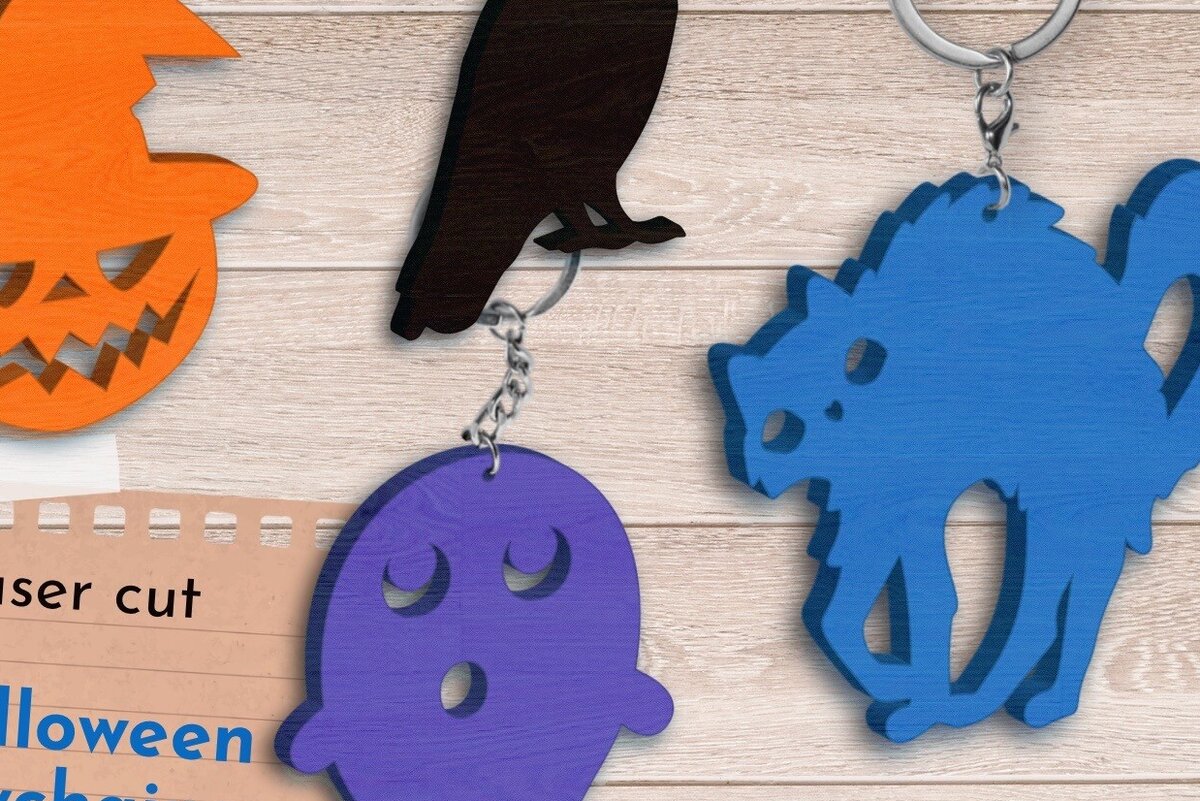 Σετ των 2 Intra απο ξύλο plywood  Χρώμα wenge 3mm-4mm πάχος - Αποκριάτικα μπρελόκ με λέιζερ, Δίασταση 4x4 cm INTRAFABR-108374303