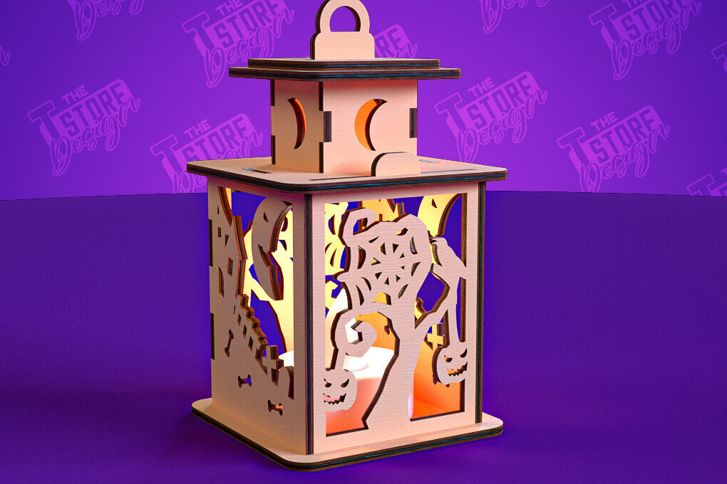 Σετ των 2 Intra απο ξύλο plywood  Χρώμα wenge 3mm-4mm πάχος - Φανάρι αποκριών | Πρότυπο τρισδιάστατου φαναριού Δίασταση 15x15 cm INTRAFABR-83055964