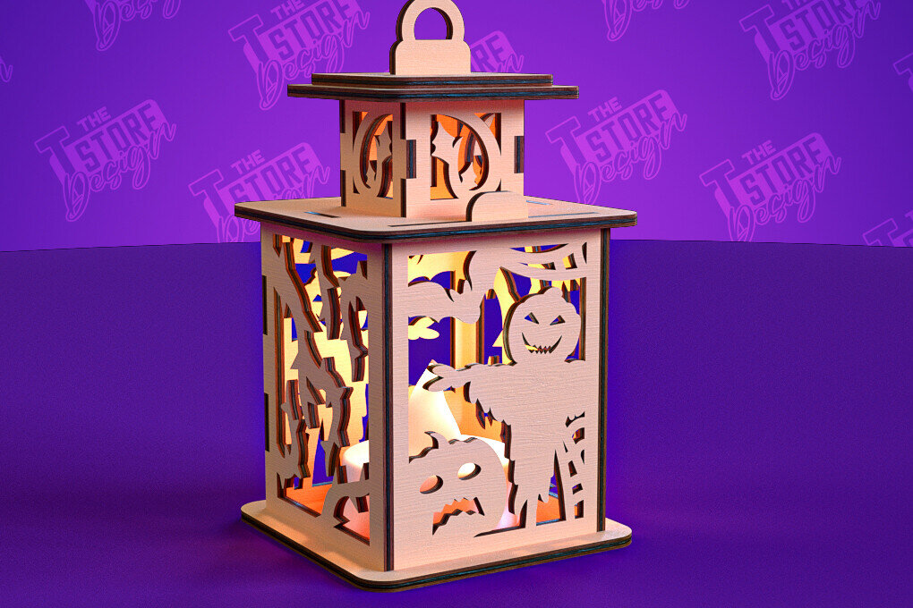 Σετ των 2 Intra απο ξύλο plywood  Χρώμα wenge 3mm-4mm πάχος - Φανάρι αποκριών | Πρότυπο τρισδιάστατου φαναριού Δίασταση 15x15 cm INTRAFABR-83056029