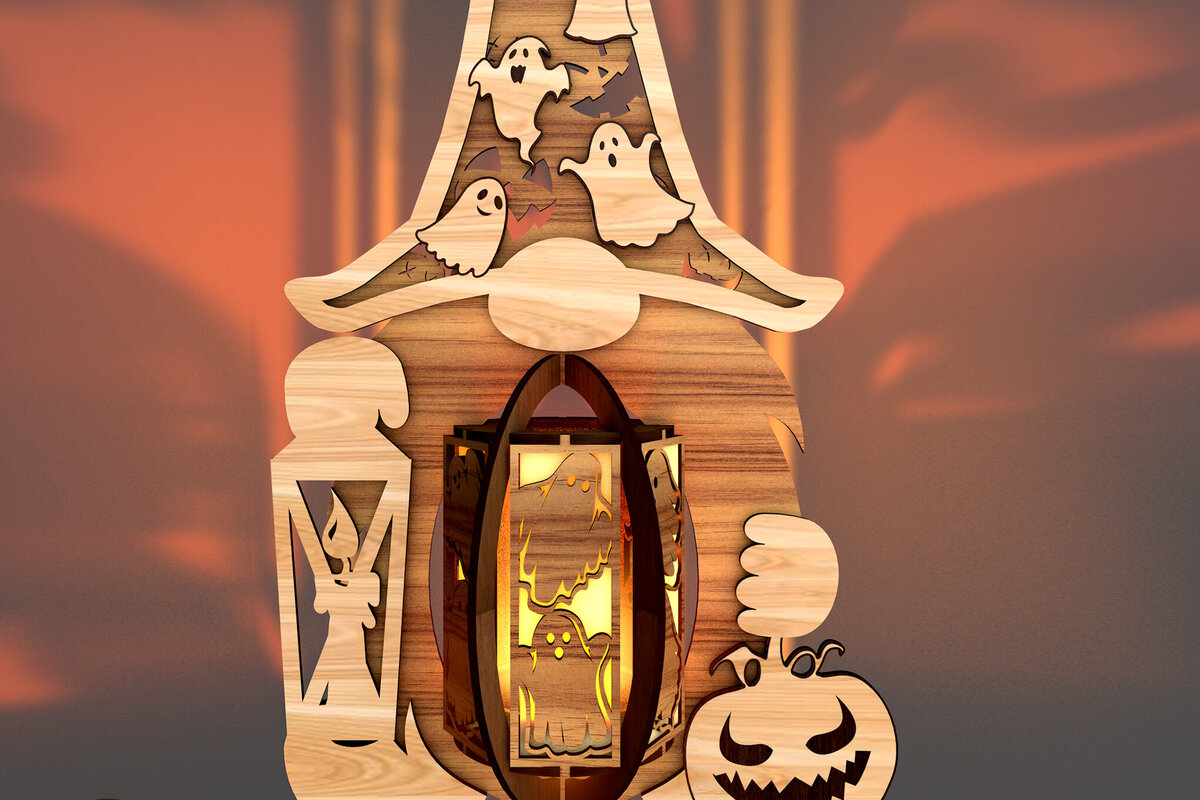 Σετ των 2 Intra απο ξύλο plywood  Χρώμα wenge 3mm-4mm πάχος - Πρότυπο Gnome φαναριών αποκριών Δίασταση 2x4 cm INTRAFABR-75903606