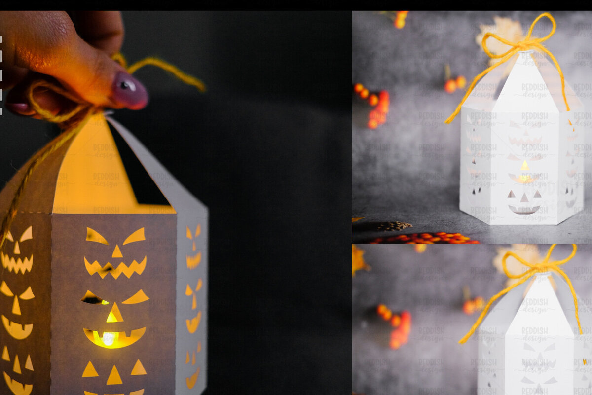 Σετ των 2 Intra απο ξύλο plywood  Χρώμα wenge 3mm-4mm πάχος - Halloween Lantern, Halloween Luminaries Δίασταση 20x20 cm INTRAFABR-75903657