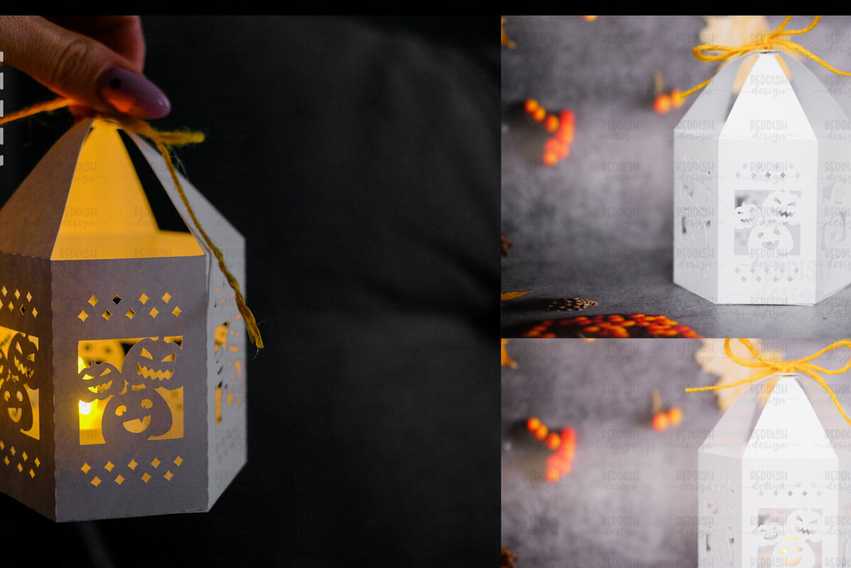 Σετ των 2 Intra απο ξύλο plywood  Χρώμα wenge 3mm-4mm πάχος - Halloween Lantern, Halloween Luminaries Δίασταση 20x20 cm INTRAFABR-75903744