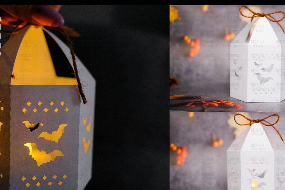 Σετ των 2 Intra απο ξύλο plywood  Χρώμα wenge 3mm-4mm πάχος - Halloween Lantern, Halloween Luminaries Δίασταση 20x20 cm INTRAFABR-75903840