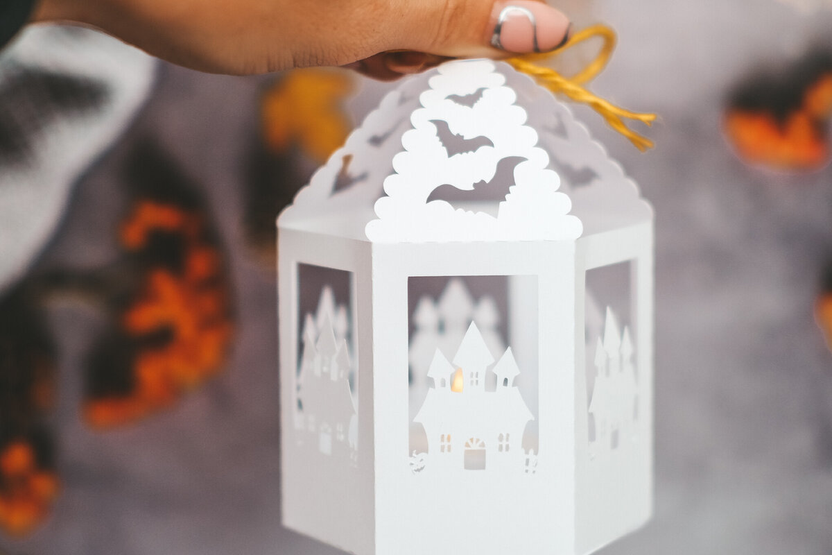 Σετ των 2 Intra απο ξύλο plywood  Χρώμα wenge 3mm-4mm πάχος - Halloween Lantern Δίασταση 15x15 cm INTRAFABR-73061401