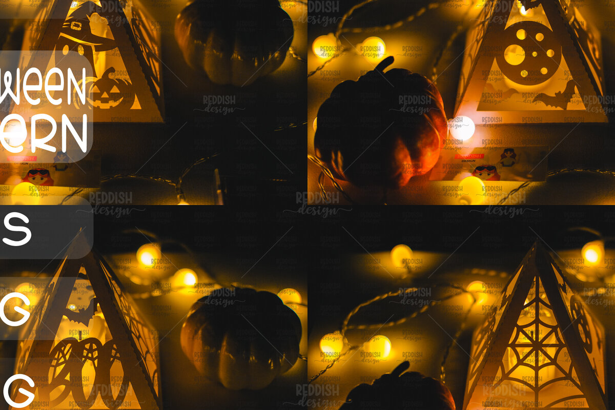 Σετ των 2 Intra απο ξύλο plywood  Χρώμα wenge 3mm-4mm πάχος - Halloween Lantern , Halloween Decor Δίασταση 15x15 cm INTRAFABR-106888118