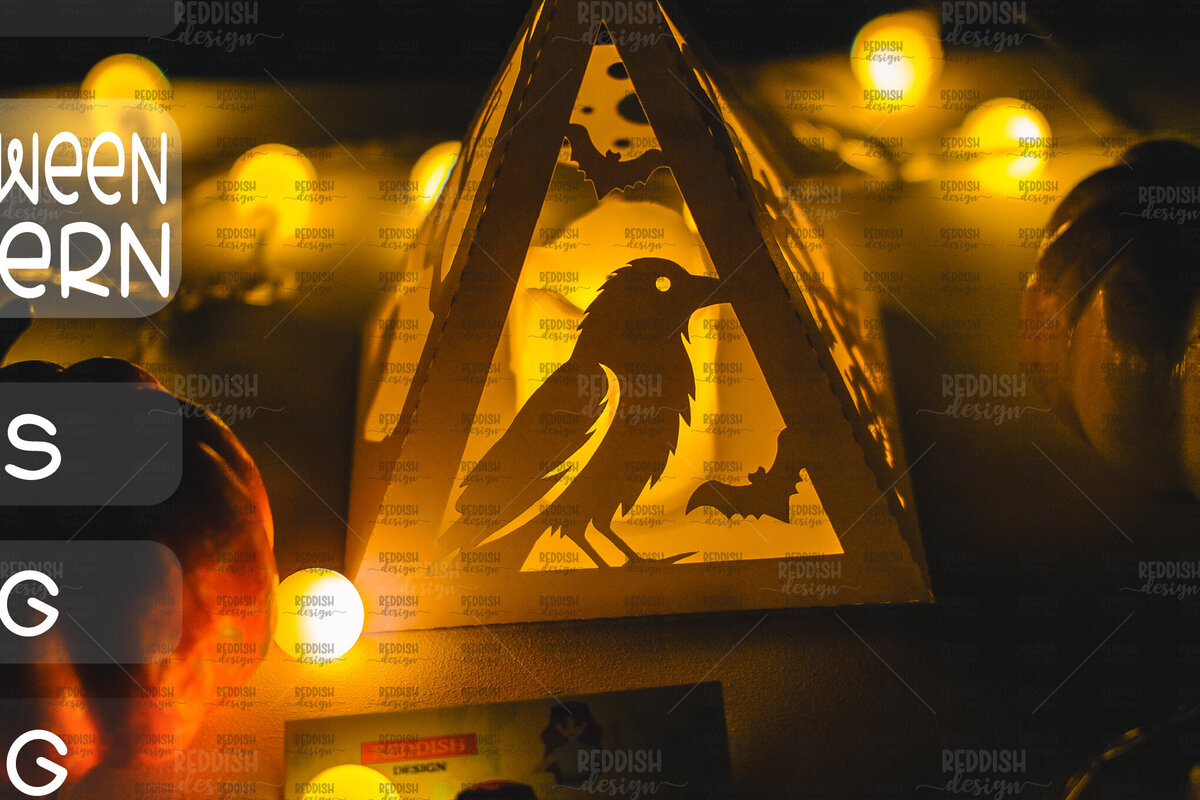 Σετ των 2 Intra απο ξύλο plywood  Χρώμα wenge 3mm-4mm πάχος - Halloween Lantern , Halloween Decor Δίασταση 15x15 cm INTRAFABR-72022942