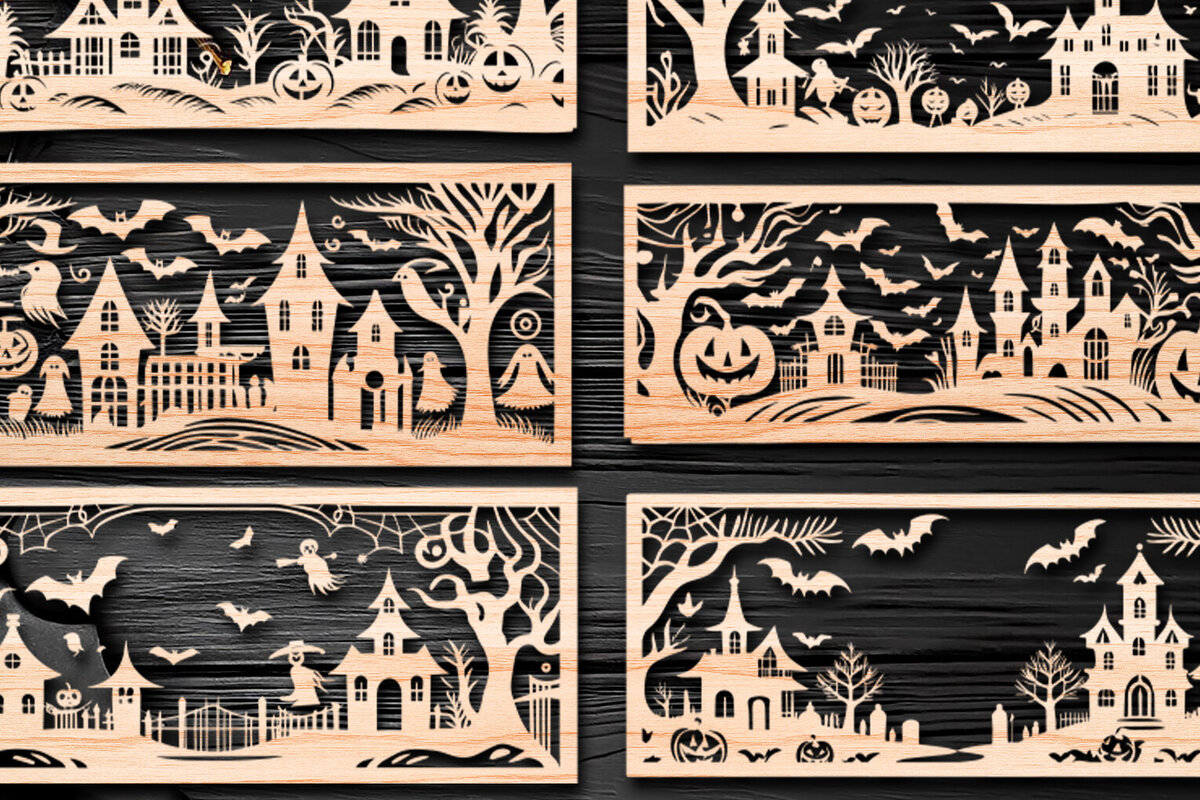 Σετ των 2 Intra απο ξύλο plywood  Χρώμα wenge 3mm-4mm πάχος - Αποκριάτικο αποκοπής με λέιζερ Δίασταση 15x15 cm INTRAFABR-104807485