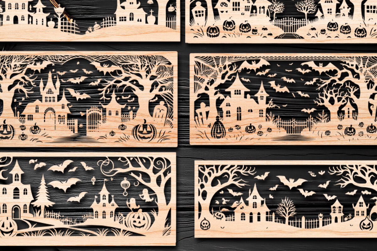 Σετ των 2 Intra απο ξύλο plywood  Χρώμα wenge 3mm-4mm πάχος - Αποκριάτικο αποκοπής με λέιζερ Δίασταση 15x15 cm INTRAFABR-104703814