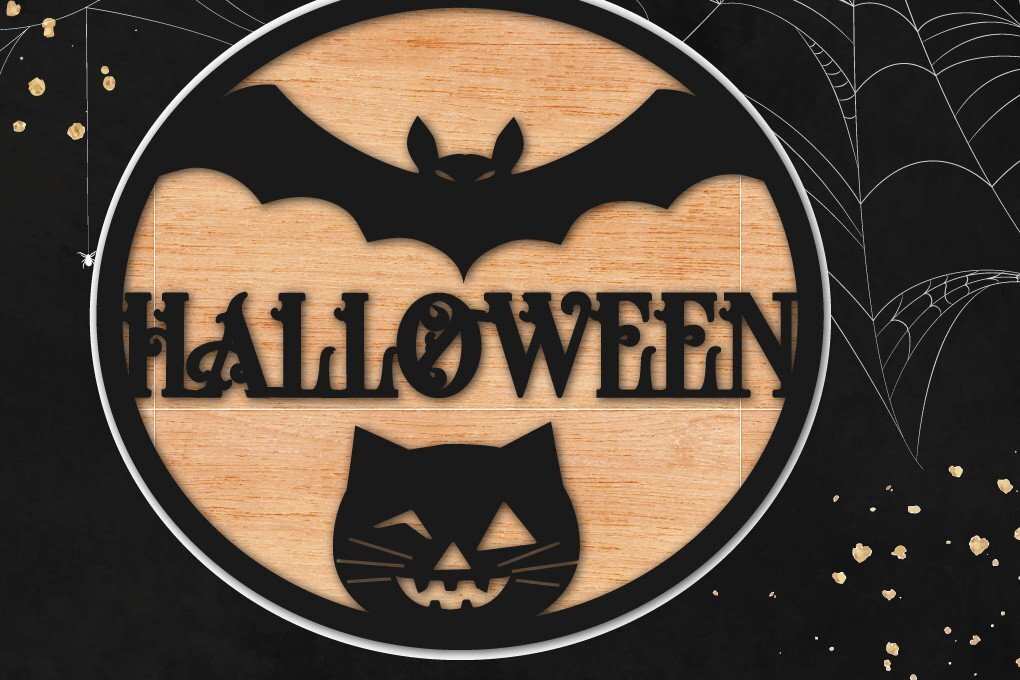 Σετ των 2 Intra απο ξύλο plywood  Χρώμα wenge 3mm-4mm πάχος - Αποκριάτικη . Halloween . Δίασταση 15x15 cm INTRAFABR-85785778