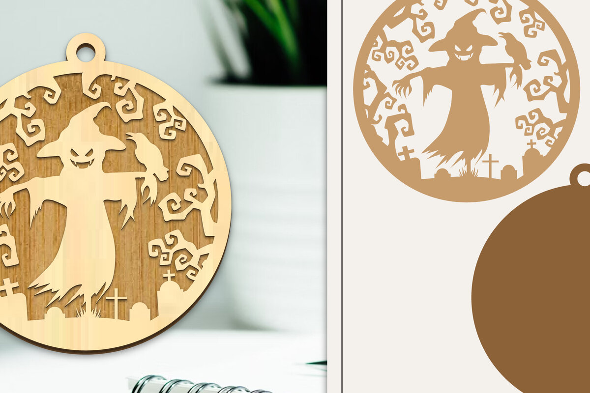 Σετ των 2 Intra απο ξύλο plywood  Χρώμα wenge 3mm-4mm πάχος - Στολίδι για αποκριάτικο λέιζερ Δίασταση 6x6 cm INTRAFABR-110318316